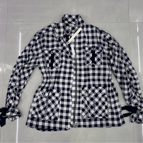NWT Jonathan Simkhai Checkered Utility Jacket in Navy and White - Picture 4 of 6